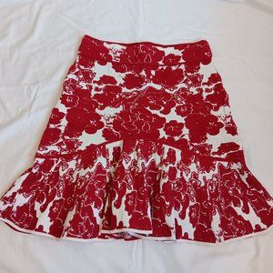 Red and white floral knit skirt - size S